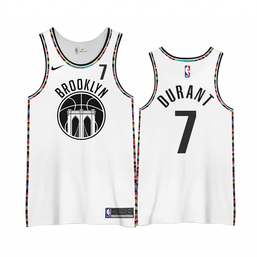 Men 2021 Men Brooklyn Nets 7 Durant White city edition Nike NBA Jerseys